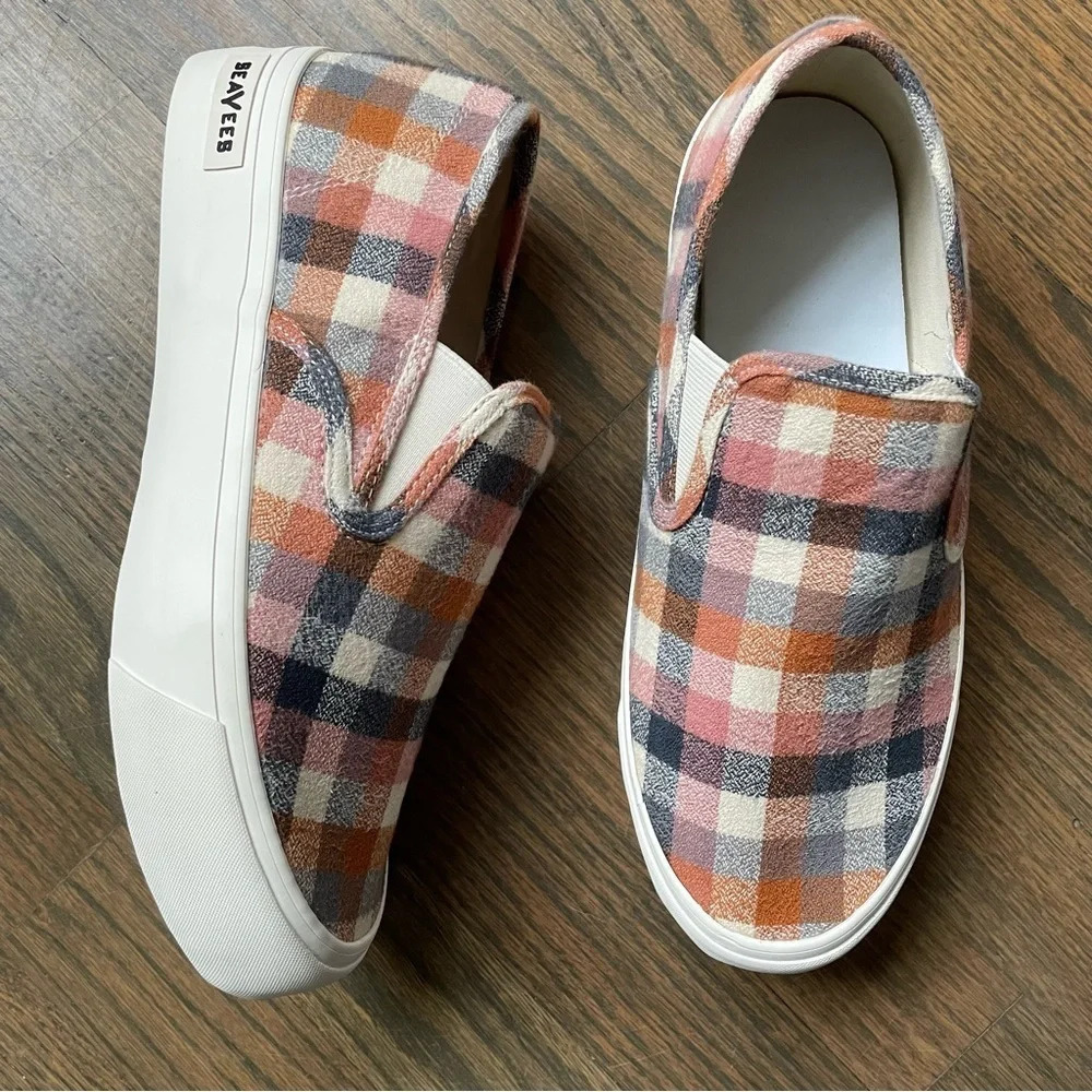 SeaVees, Baja Slip On Platform in Chai Check Flannel Women 9